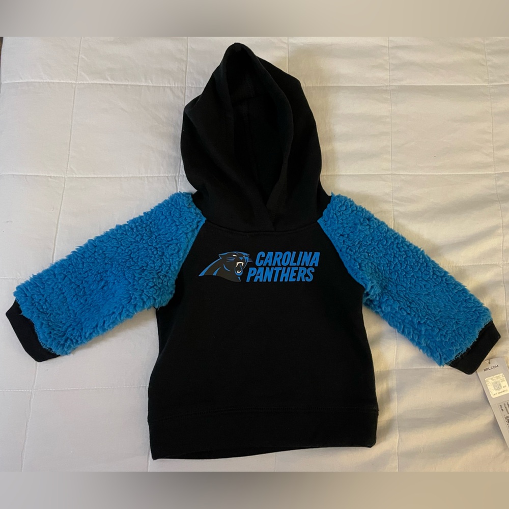 NWT NFL Carolina Panthers Fluffy Arm Fleece Hoodie 12M